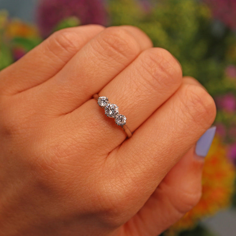 Ellibelle Jewellery Art Deco Diamond & Platinum Trilogy Engagement Ring (0.65ct)
