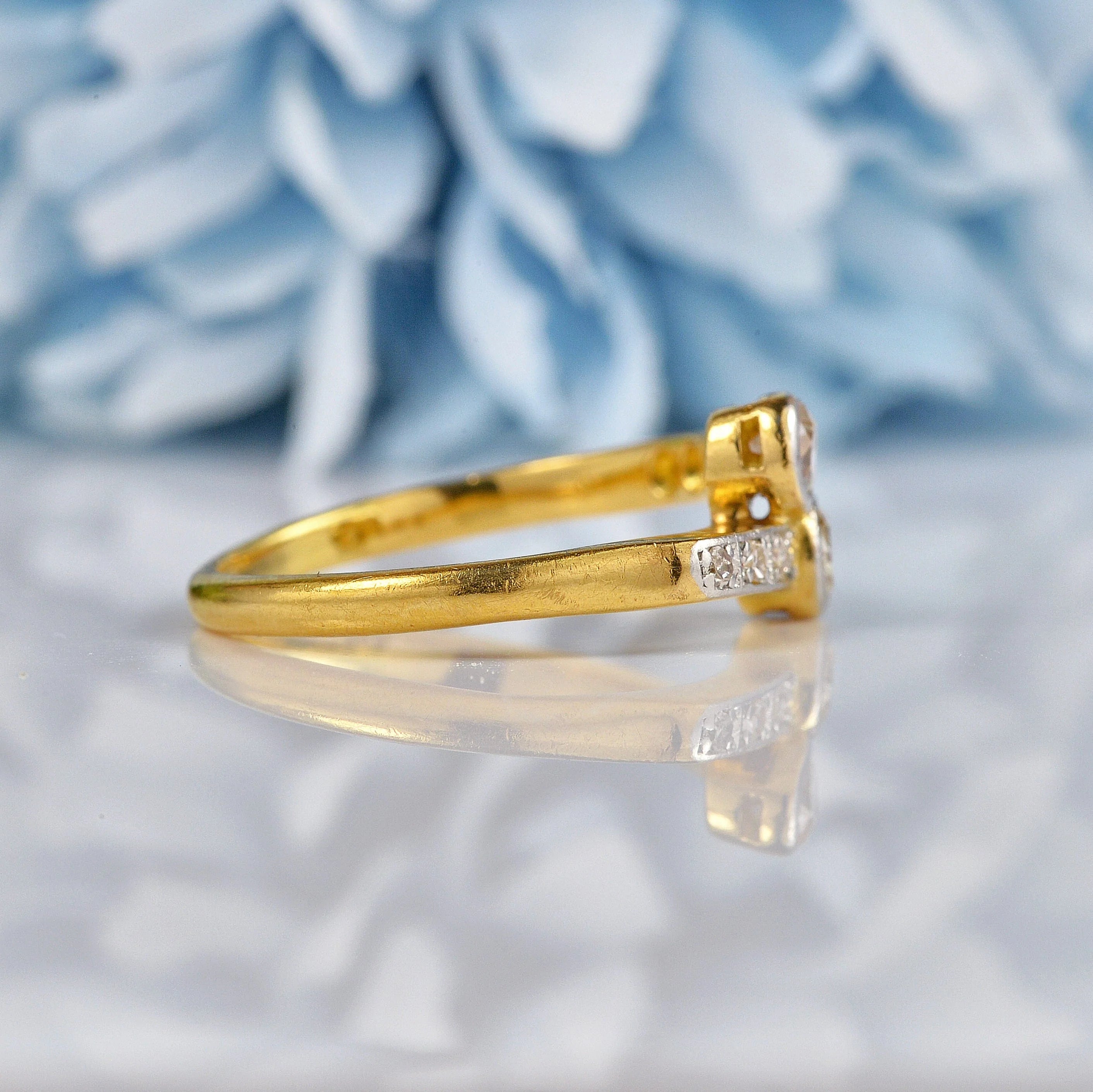 Ellibelle Jewellery Art Deco Diamond 'Toi et Moi' Gold & Platinum Engagement Ring