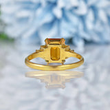 Ellibelle Jewellery Art Deco Emerald Cut Citrine & Diamond Ring