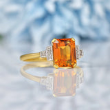 Ellibelle Jewellery Art Deco Emerald Cut Citrine & Diamond Ring
