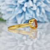 Ellibelle Jewellery Art Deco Emerald Cut Citrine & Diamond Ring