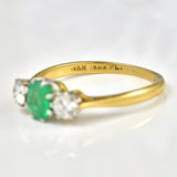 Ellibelle Jewellery ART DECO EMERALD & DIAMOND TRILOGY RING