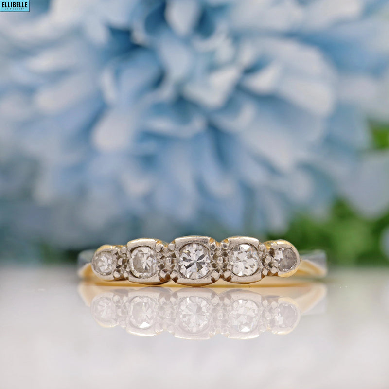 Art Deco Five Stone 18ct Gold Diamond Ring