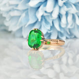 Ellibelle Jewellery ART DECO GREEN PASTE 9CT GOLD SOLITAIRE RING