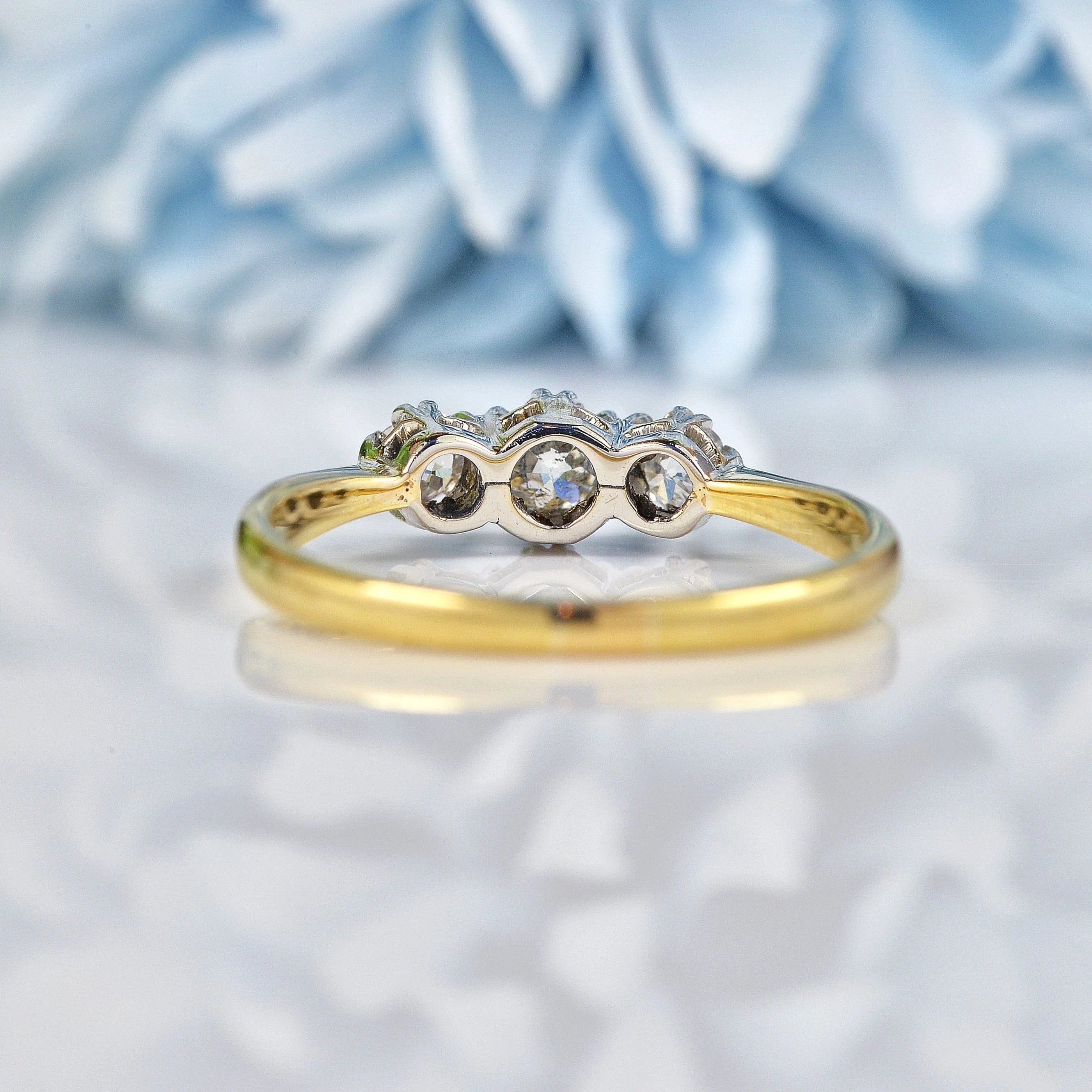 Ellibelle Jewellery Art Deco Old Cut Diamond Three Stone Engagement Ring (0.40cts)