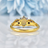 Ellibelle Jewellery Art Deco Opal & Diamond 18ct Gold Three Stone Ring