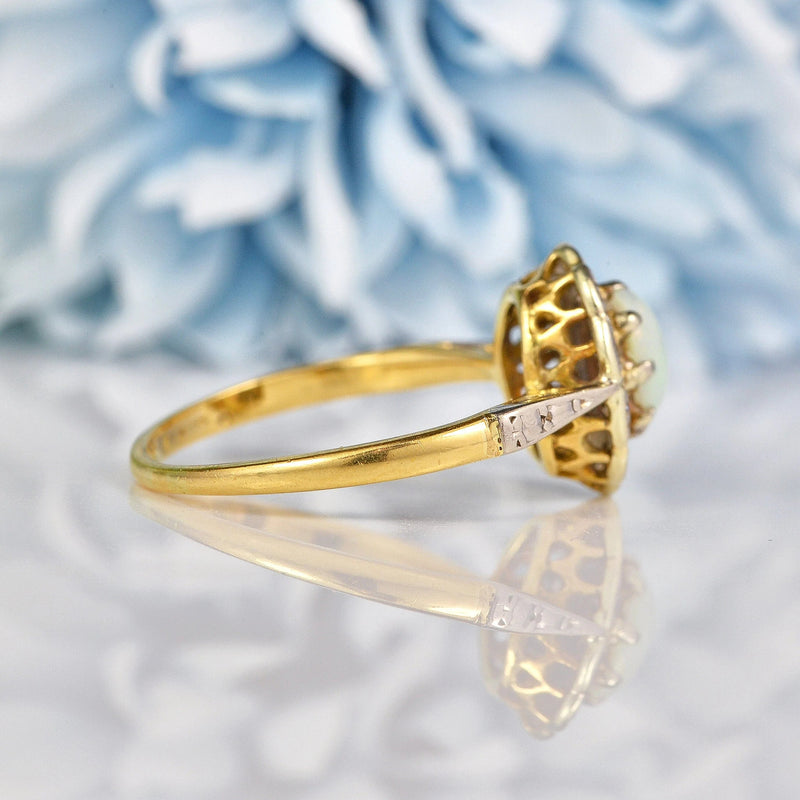 Ellibelle Jewellery Art Deco Opal & Diamond Cluster Ring