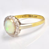 Ellibelle Jewellery Art Deco Opal & Diamond Gold and Platinum Cluster Ring