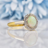 Ellibelle Jewellery Art Deco Opal & Diamond Gold and Platinum Cluster Ring