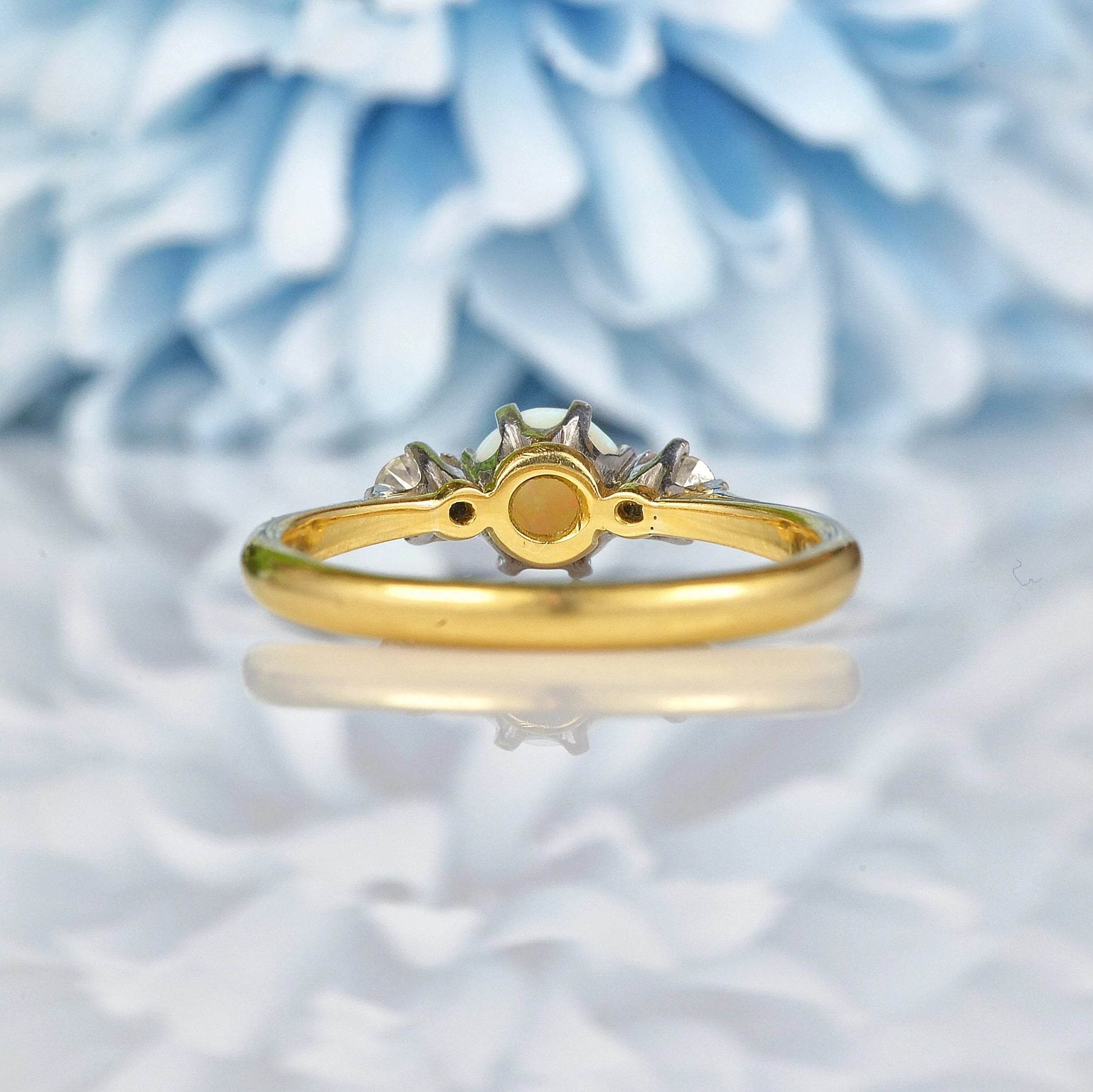 Ellibelle Jewellery Art Deco Opal & Diamond Trilogy Ring