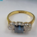 Ellibelle Jewellery ART DECO SAPPHIRE & DIAMOND 18CT GOLD PLATINUM TRILOGY RING