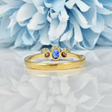 Ellibelle Jewellery ART DECO SAPPHIRE & DIAMOND 18CT GOLD THREE-STONE RING