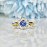 Ellibelle Jewellery Art Deco Sapphire & Diamond Gold Cluster Ring