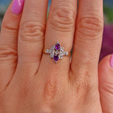 Ellibelle Jewellery Art Deco Style Amethyst & Diamond Dress Ring