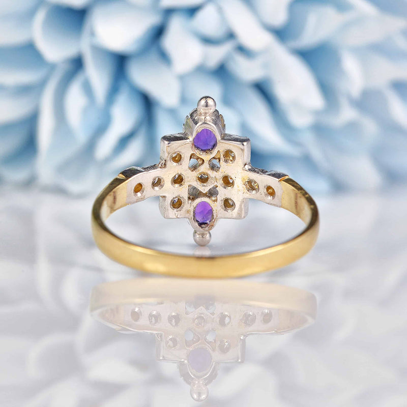 Ellibelle Jewellery Art Deco Style Amethyst & Diamond Dress Ring