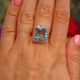Ellibelle Jewellery Art Deco Style Aquamarine & Diamond Cluster Ring (5.00ct)
