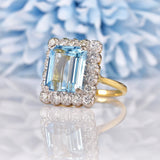 Ellibelle Jewellery Art Deco Style Aquamarine & Diamond Cluster Ring (5.00ct)