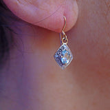 Ellibelle Jewellery ART DECO STYLE AQUAMARINE & DIAMOND GOLD PENDANT EARRINGS