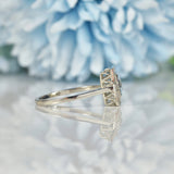 Ellibelle Jewellery ART DECO STYLE AQUAMARINE & DIAMOND PLATINUM RING