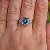 Ellibelle Jewellery Art Deco Style Aquamarine & Diamond Platinum Ring