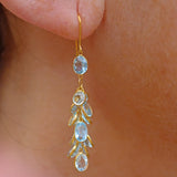 Ellibelle Jewellery ART DECO STYLE AQUAMARINE & GOLD CLUSTER BUNCH EARRINGS