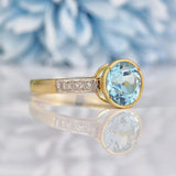 Ellibelle Jewellery Art Deco Style Blue Topaz & Diamond Ring