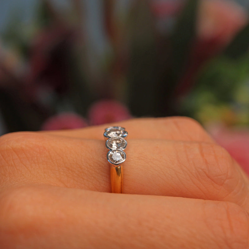 Ellibelle Jewellery Art Deco Style Diamond 18ct Gold Five Stone Bezel Ring (1.30ct)