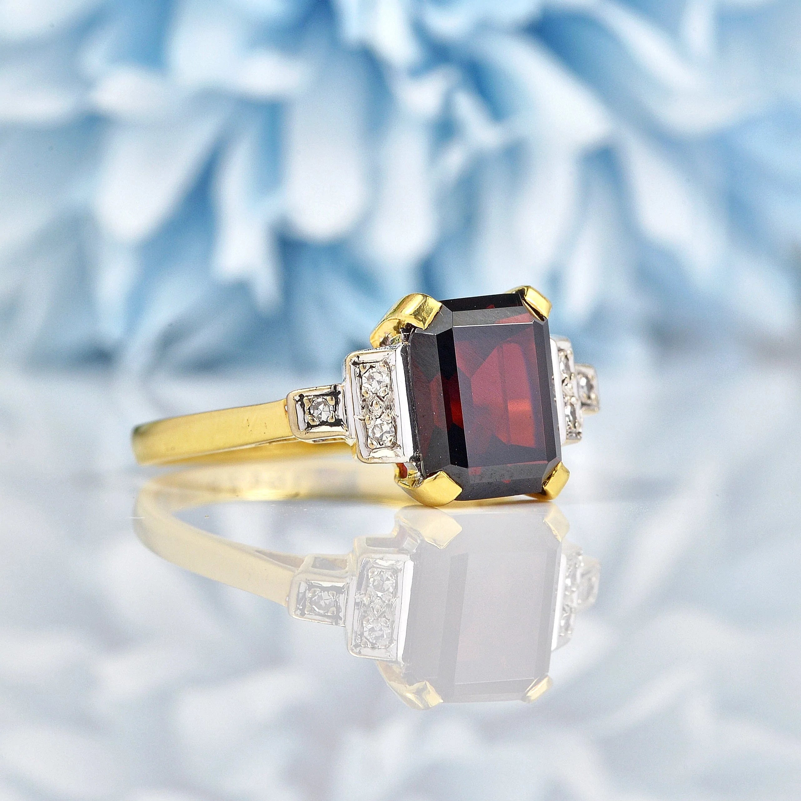 Ellibelle Jewellery Art Deco Style Garnet and Diamond Ring By Cropp & Farr