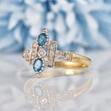 Ellibelle Jewellery Art Deco Style London Topaz & Diamond Dress Ring