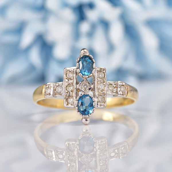 Ellibelle Jewellery Art Deco Style London Topaz & Diamond Dress Ring