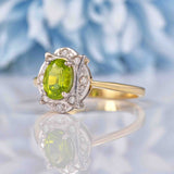 Ellibelle Jewellery Art Deco Style Peridot & Diamond 9ct Gold Ring