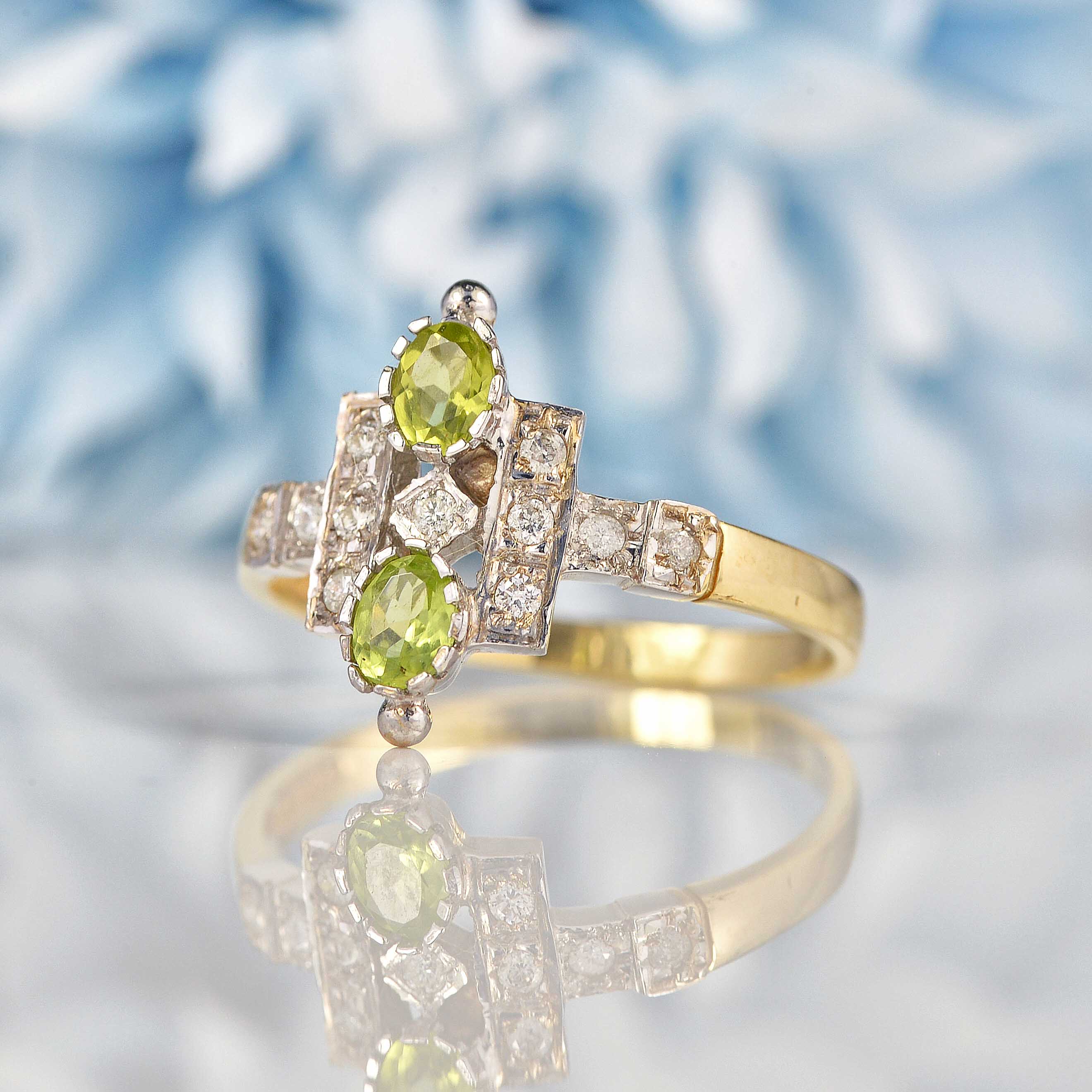 Ellibelle Jewellery Art Deco Style Peridot & Diamond Dress Ring