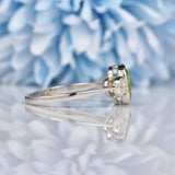 Ellibelle Jewellery Art Deco Style Peridot & Diamond Platinum Three Stone Ring