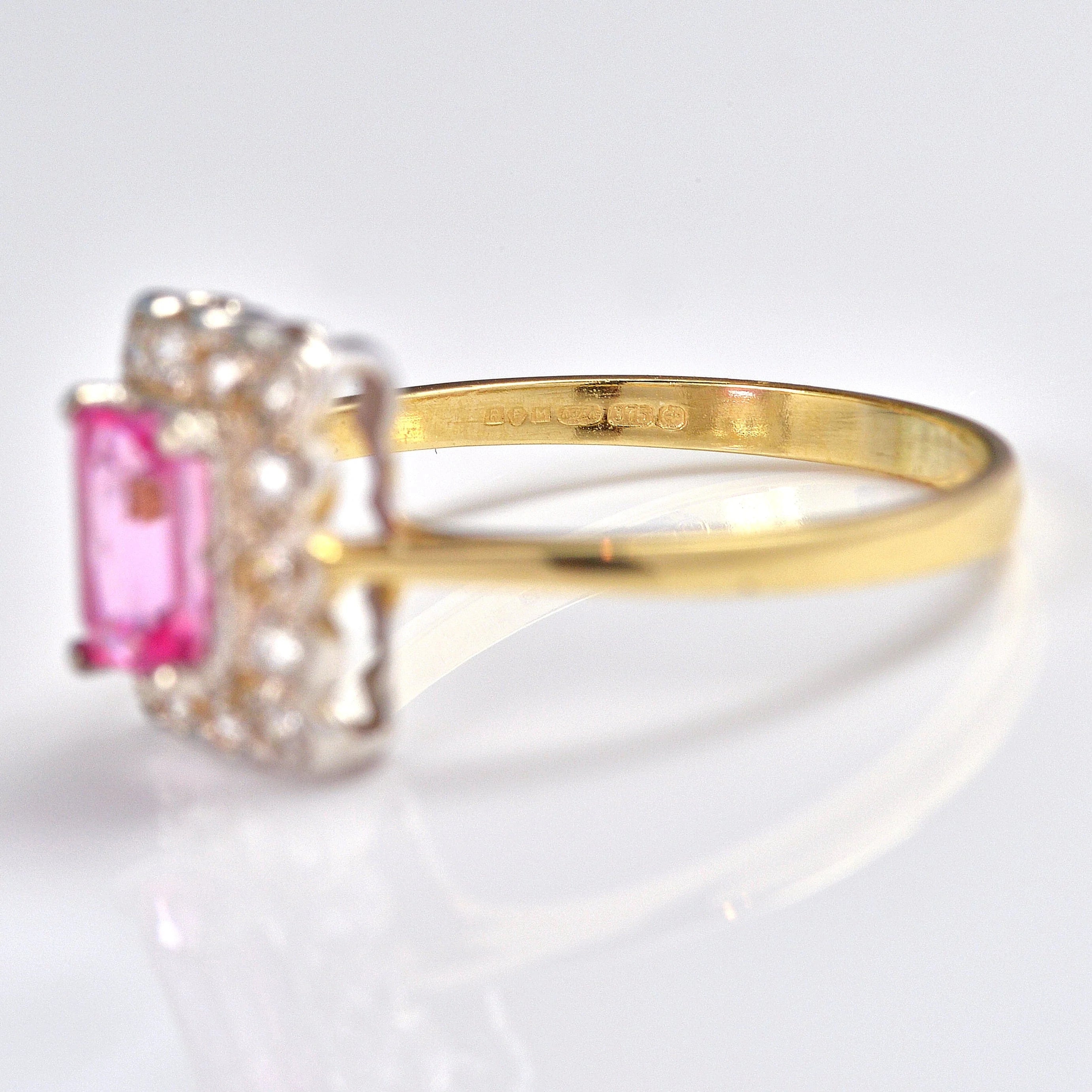 Ellibelle Jewellery Art Deco Style Pink Topaz & Diamond 9ct Gold Panel Ring