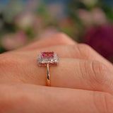 Ellibelle Jewellery Art Deco Style Pink Topaz & Diamond 9ct Gold Panel Ring