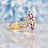 Ellibelle Jewellery Art Deco Style Rhodolite Garnet & Diamond Dress Ring