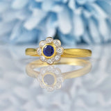 Ellibelle Jewellery Art Deco Style Sapphire & Diamond Daisy Cluster Ring