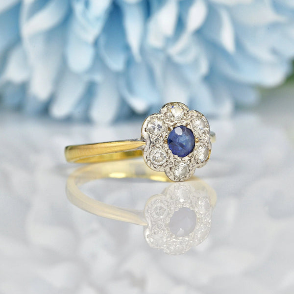 Ellibelle Jewellery Art Deco Style Sapphire & Diamond Ring