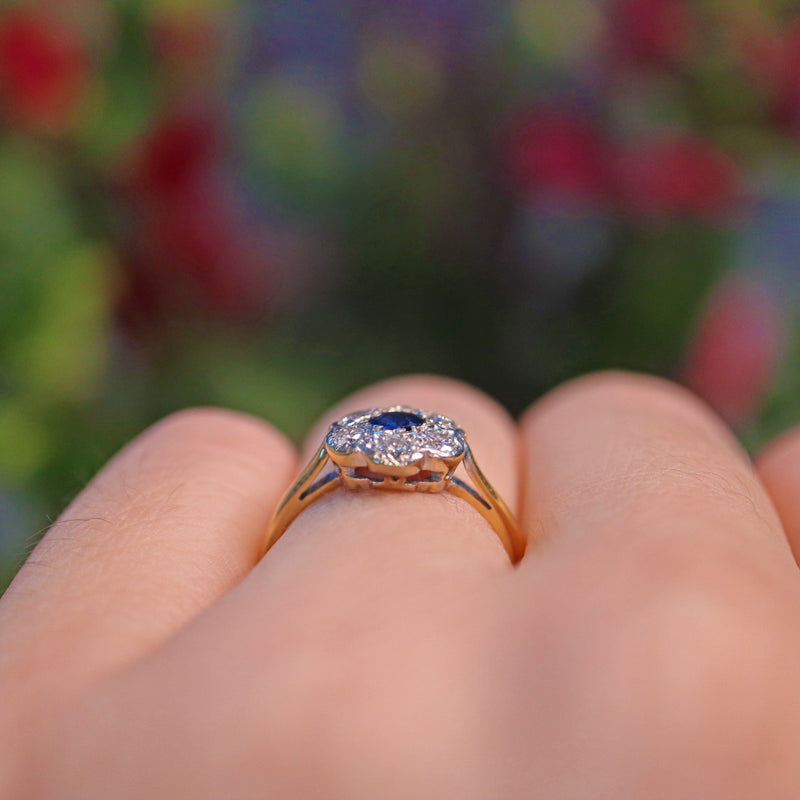 Ellibelle Jewellery Art Deco Style Sapphire & Diamond Ring