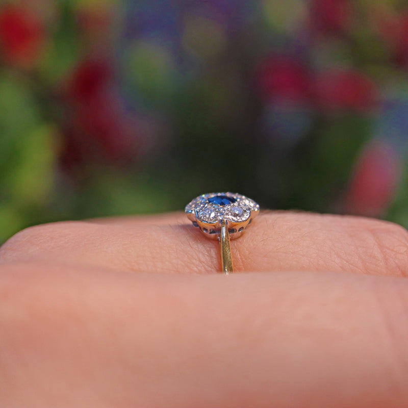 Ellibelle Jewellery Art Deco Style Sapphire & Diamond Ring
