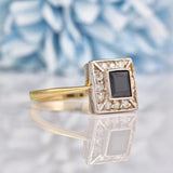 Ellibelle Jewellery Art Deco Style Square Sapphire & Diamond Ring