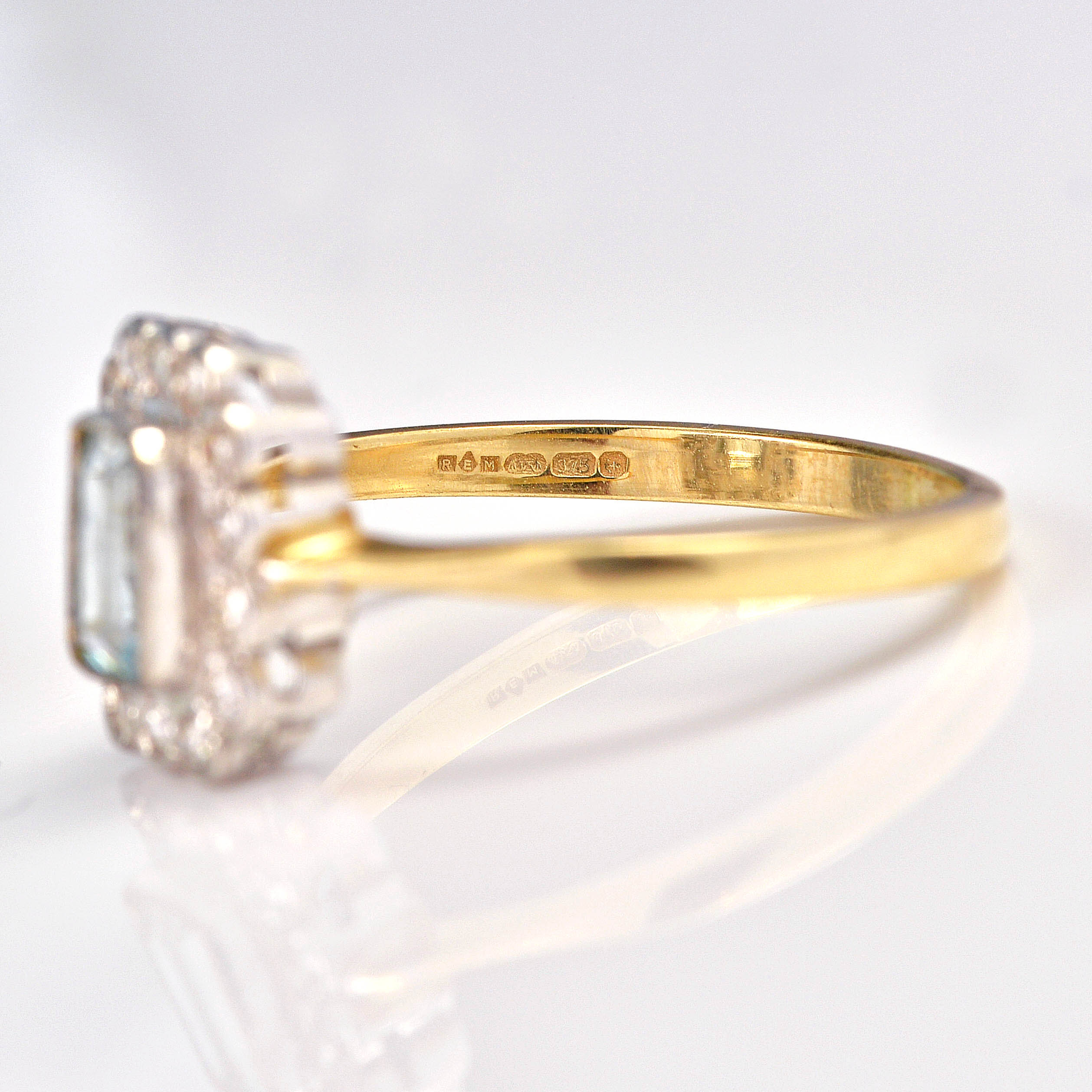 Ellibelle Jewellery Art Deco Style Topaz & Diamond 9ct Gold Panel Ring
