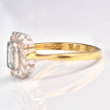 Ellibelle Jewellery Art Deco Style Topaz & Diamond 9ct Gold Panel Ring