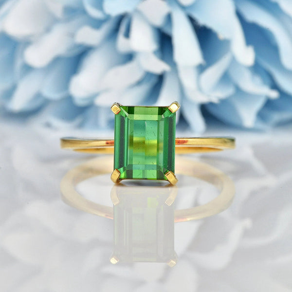 Ellibelle Jewellery ART DECO STYLE TOURMALINE 18CT GOLD RING