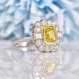 Ellibelle Jewellery Art Deco Style Yellow Sapphire & Diamond Engagement Ring (2.00ct)