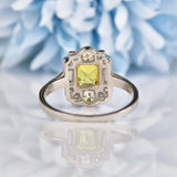 Ellibelle Jewellery Art Deco Style Yellow Sapphire & Diamond Platinum Panel Ring