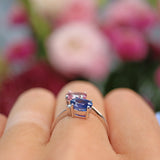 Ellibelle Jewellery Blue & Pink Sapphire White Gold Toi et Moi Ring