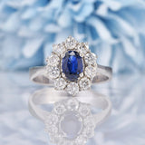 Ellibelle Jewellery Blue Sapphire & Diamond 18ct White Gold Cluster Ring