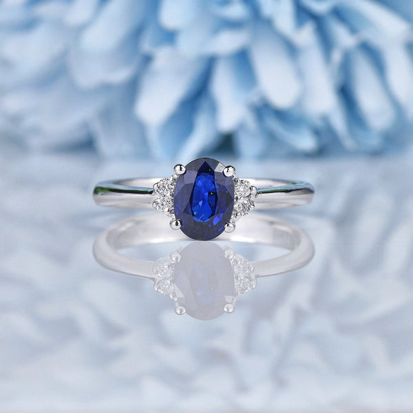 Ellibelle Jewellery Blue Sapphire & Diamond 18ct White Gold Ring