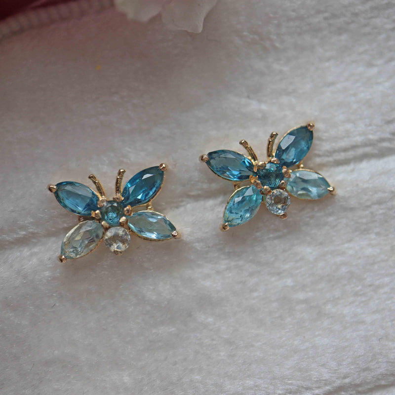 Ellibelle Jewellery Blue Topaz 9ct Gold Butterfly Stud Earrings